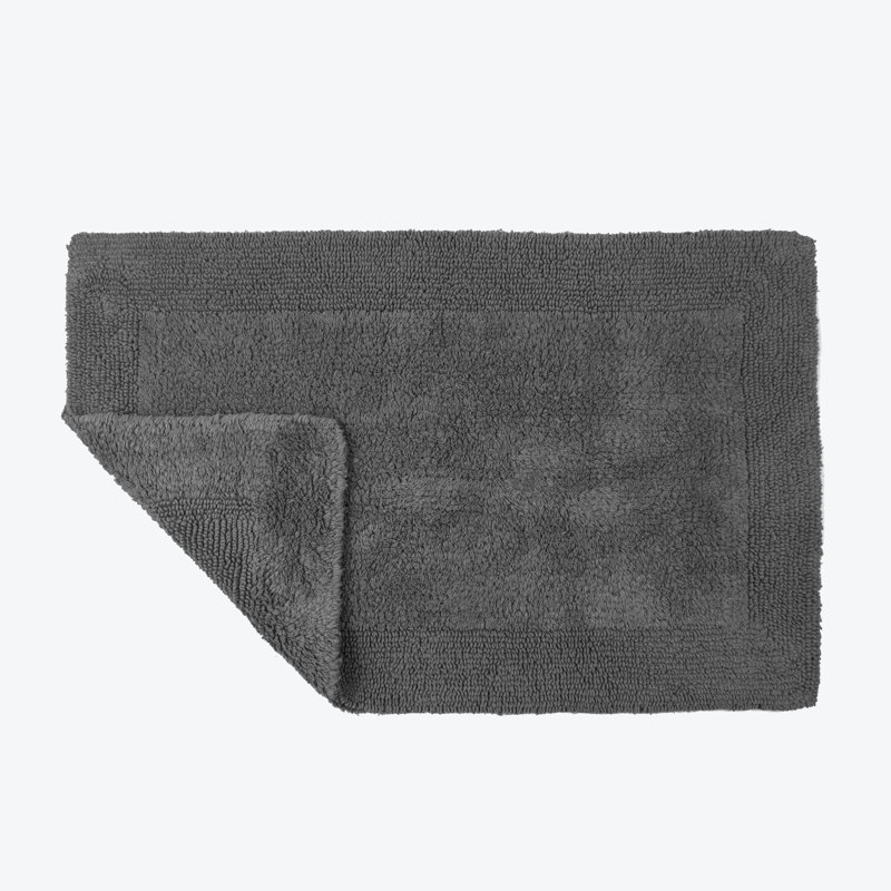 Ruthann Cotton Reversible Bath Mat, Charcoal