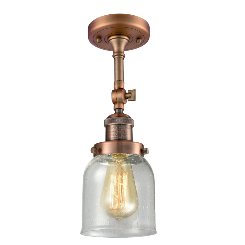 Norberto Glass Semi Flush Mount, Antique Copper
