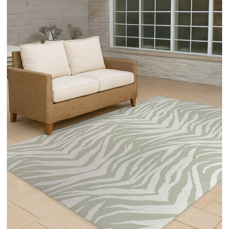Zebra Patch Non-Slip Outdoor Rug, Rectangle 3' x 5'