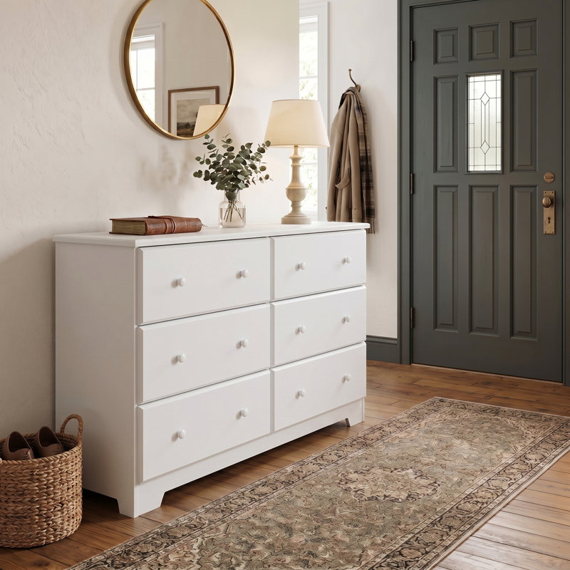 Commode 6 tiroirs Genelia, Blanc