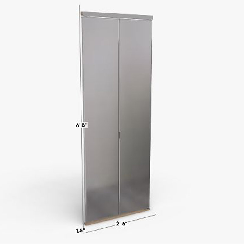 Porte pliante en miroir avec trousse de quincaillerie d'installation, Chrome, 30 po x 80 po, Biseauté