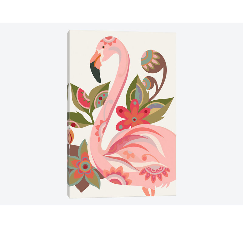 « the flamant rose », impression sur toile tendue, H 40 po x l 26 po x P 1,5 po, Toile tendue