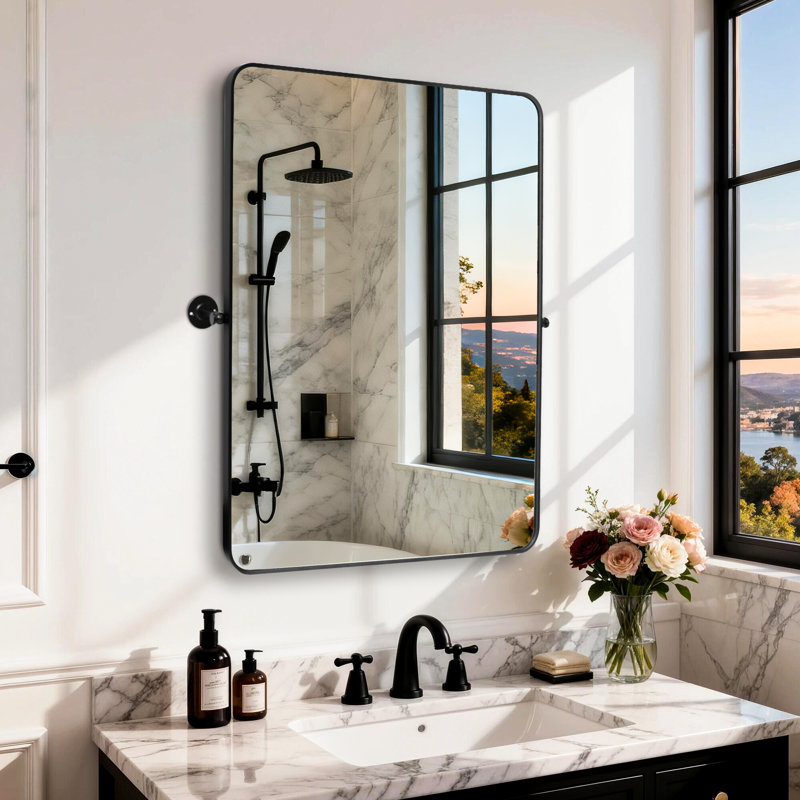 Aluminum Frame Pivot Wall Mirror, 80 Cm H x 60 Cm W