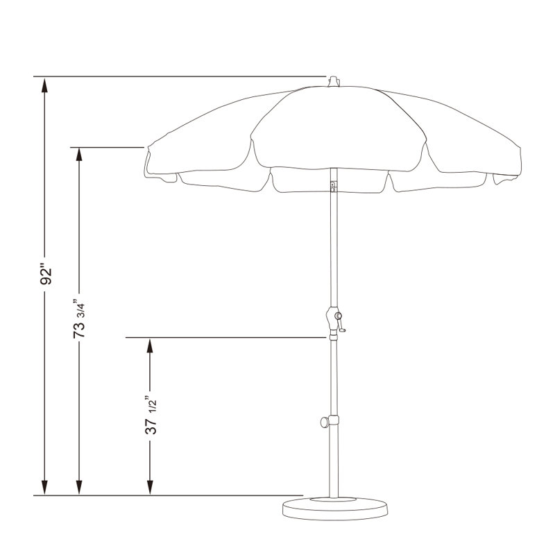 90'' Market Umbrella, Anodized, White - Olefin