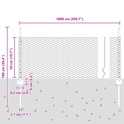 vidaXL Fence with Post Segment Outdoor Barrier Garden Terrace Divider Boundary