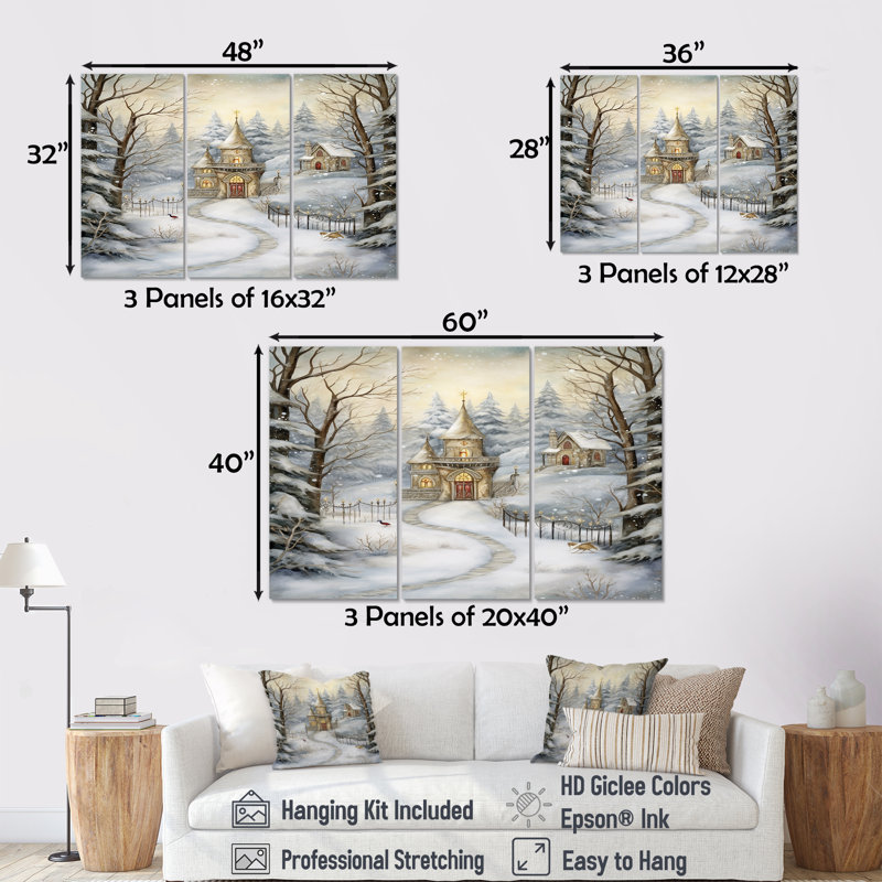 Southampton - ensemble d'art mural forêt et rivière, H 28 po x l 36 po x P 1 po, Toile tendue