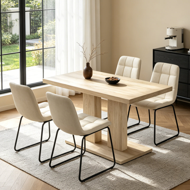 Ensemble de table de salle à manger 46 po, ensemble de table de cuisine 5 pièces avec 4 chaises en similicuir, table de cuisine moderne pour appartement, salle à manger