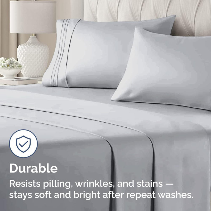 Microfiber Pillowcase Set of 2, Soft Double Brushed Pillow Covers, Breathable & Easy Care, Steel Blue, King