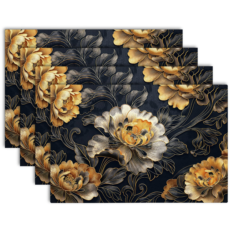 4-Piece Polyester Rectangle Dining Table Placemat