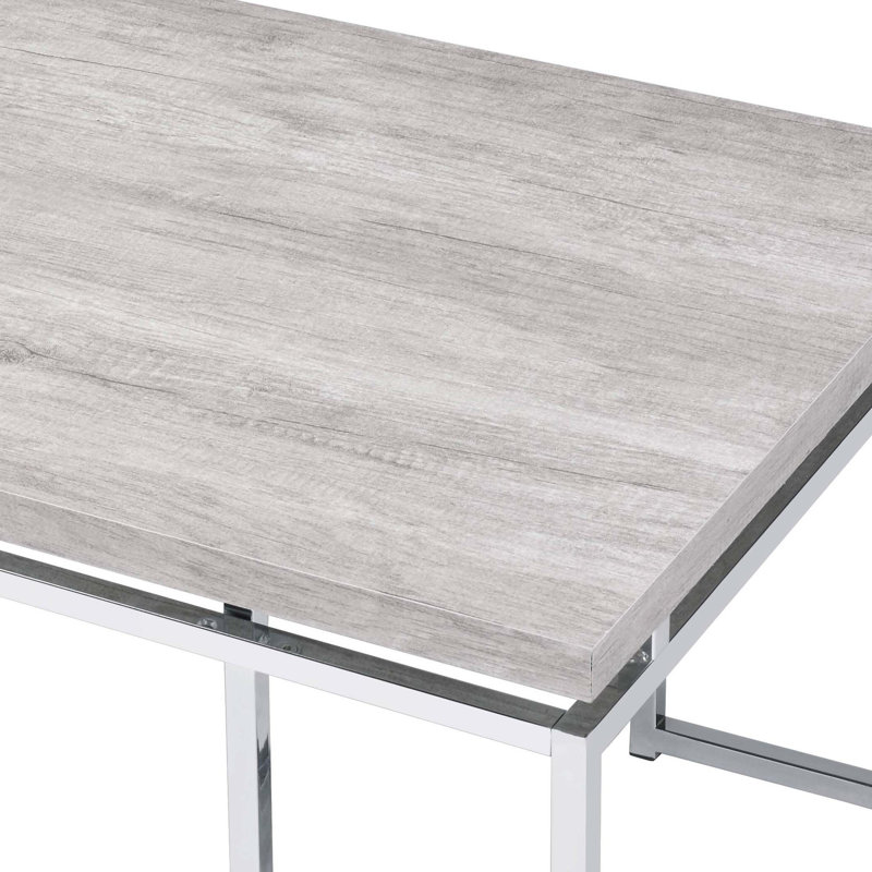 Table basse en chêne naturel et chrome avec base en métal