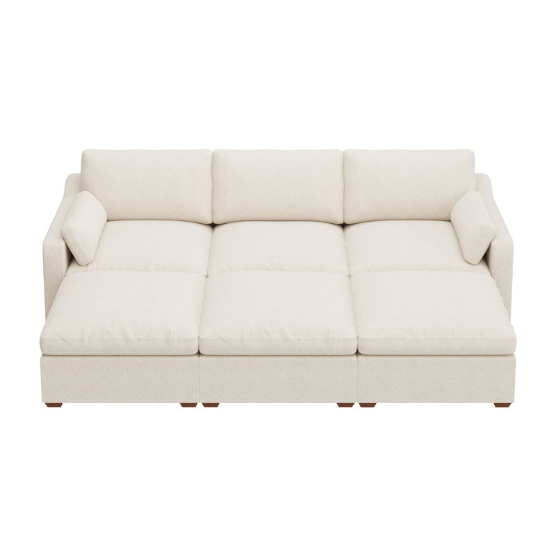 Canapé modulaire en chenille réversible Abramson, Chenille blanche