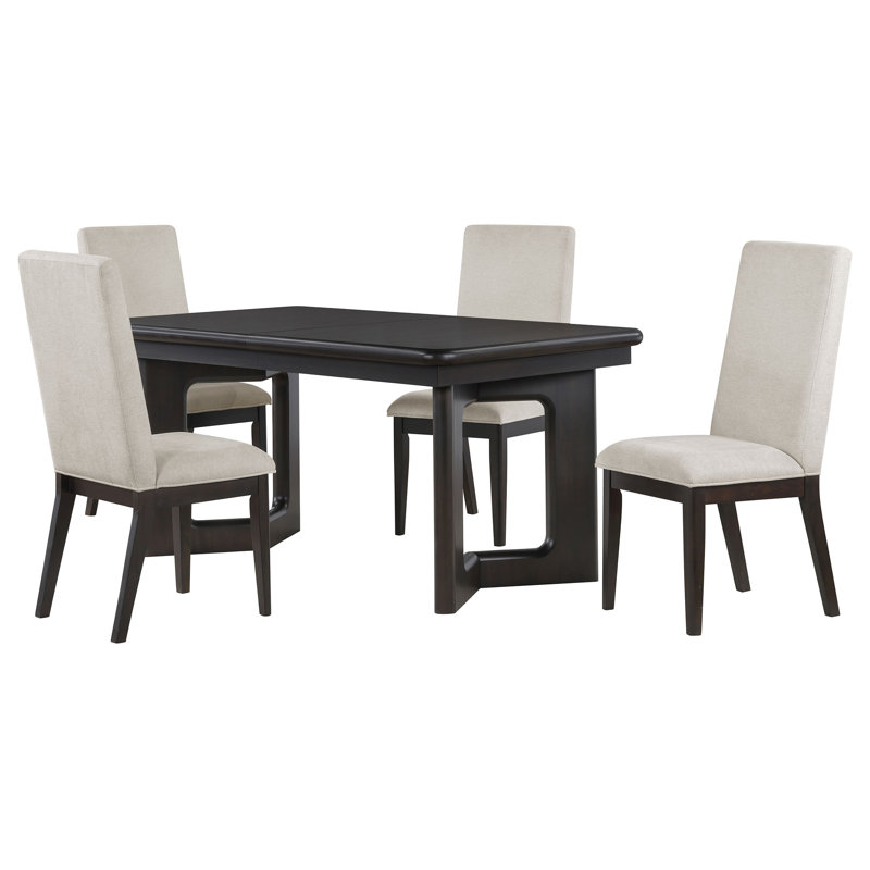 Acacia Brown 5-Piece Rectangular Dining Table Set