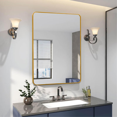Miroir mural 24 po x 36 po pour salle de bain avec cadre - Rouille