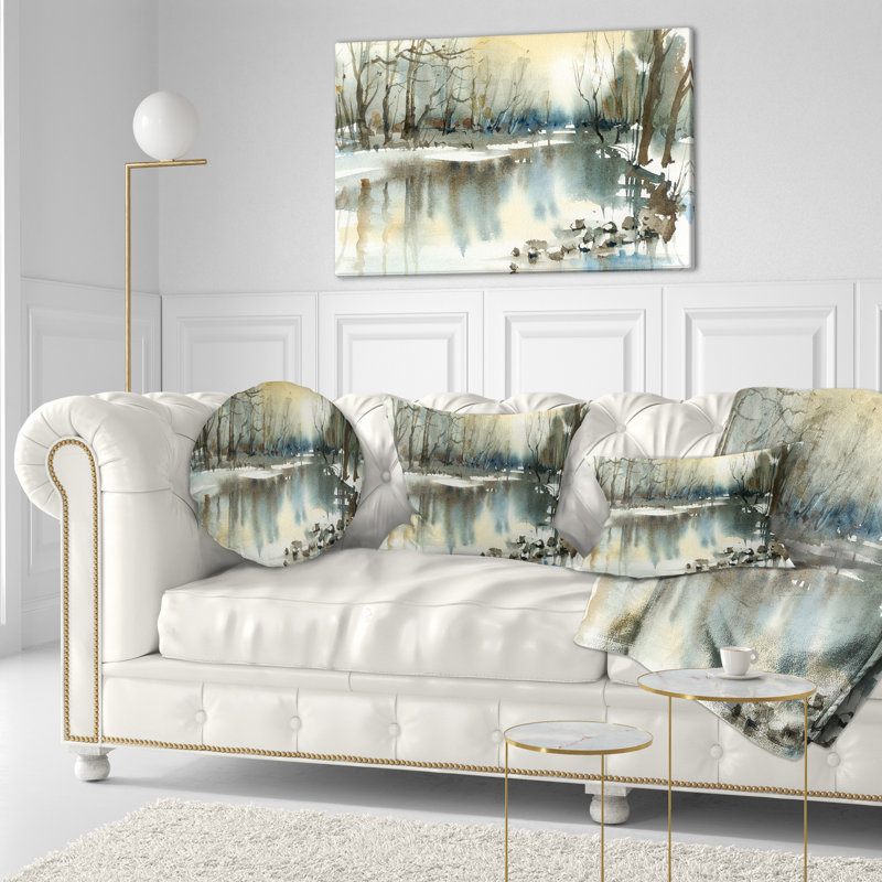 Coussin lombaire Landscape River in Winter