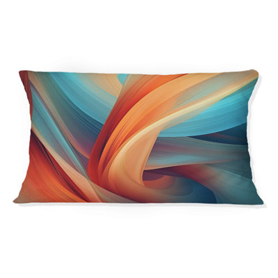 Orange Blue Fractal Waters II - Fractals Printed Throw Pillow