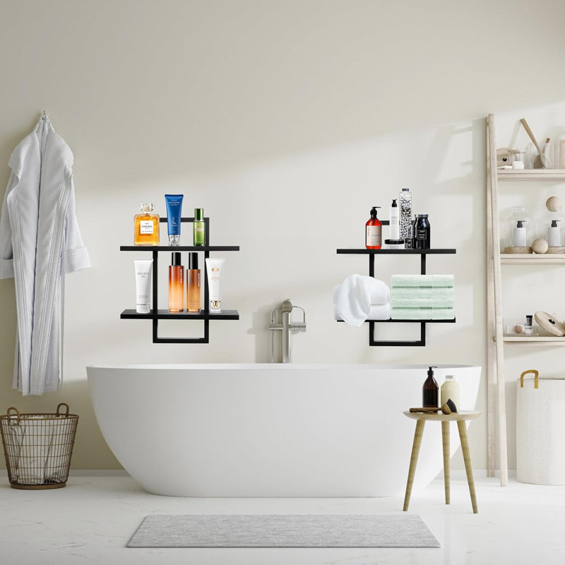 Floating Shelves For Wall, Set Of 2 Modern Wooden Display Shelves, Decorative Hanging Storage For Plants, Photos, And Decor