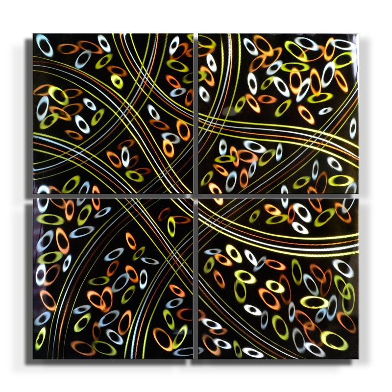 Golden Rings Abstract Metal Wall Art, 32 x 32 inches