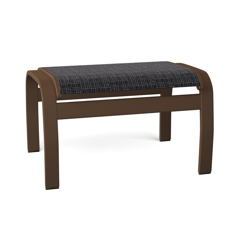 Repose-pieds d'extérieur avec coussin Askar, Bois de plage texturé, Bleu marine Momentum