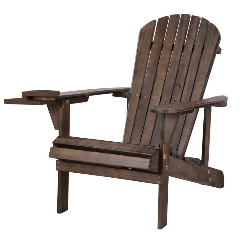 Chaise Adirondack en bois massif Colyn, Brun foncé