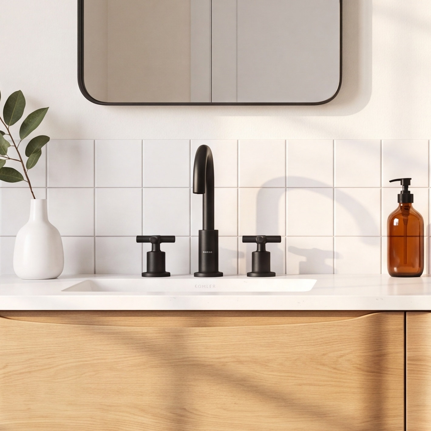 Purist High-Arc Cross-Handle Widespread Faucet, Matte Black