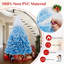 Arbre de Noël artificiel 7 pi avec 1264 branches et base pliante en métal blanc et bleu-1036524049-1036524054