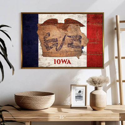 Carte d'État sur le drapeau de l'Iowa