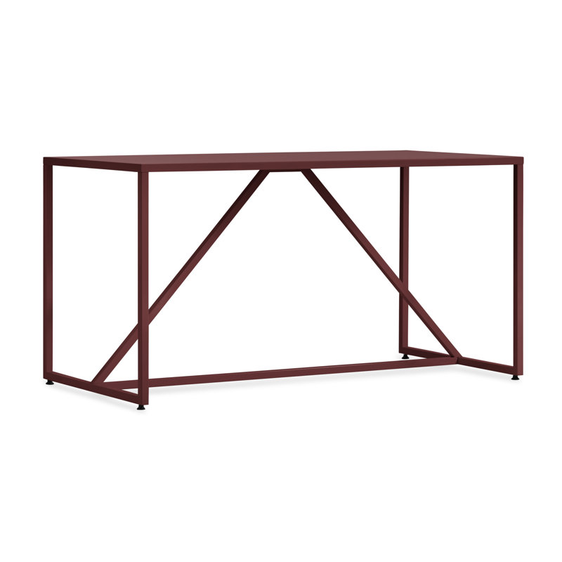 Strut Walnut Wood Dining Table, Oxblood, 35" W x 75" L, Standard (29" Height)