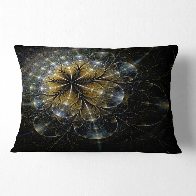 Coussin décoratif grande fleur mystique doré