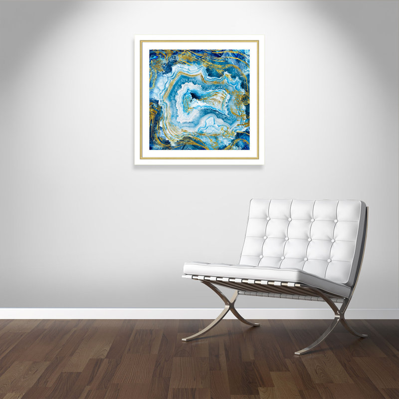 Somerton «Touch of Gold Agate II», impression encadrée, Blanc mat, H 25 po x l 25 po x P 1,25 po