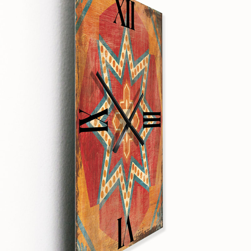 Carreaux marocains orange, collage I - horloge murale bohémienne, Grand