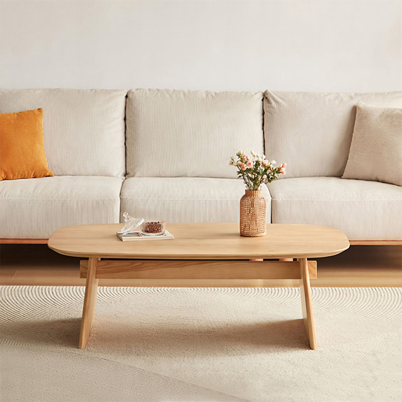 Burlywood Solid Wood Rectangular Coffee Table