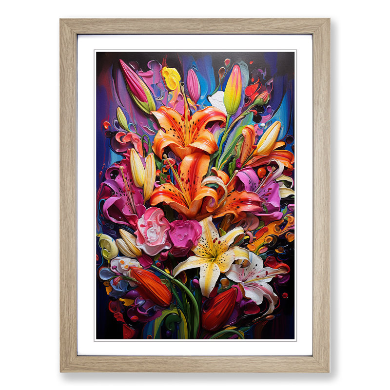 Floral Expressionism No.3 - Framed Print, Oak Framed, 34cm H x 25cm W