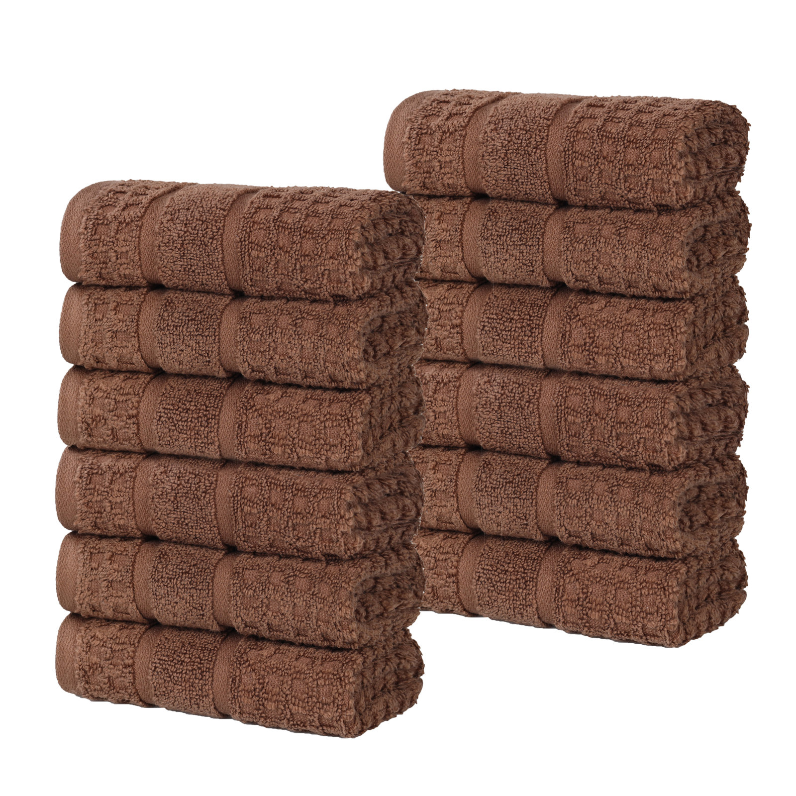Camiren Waffle Cotton Washcloth Set, Chocolate