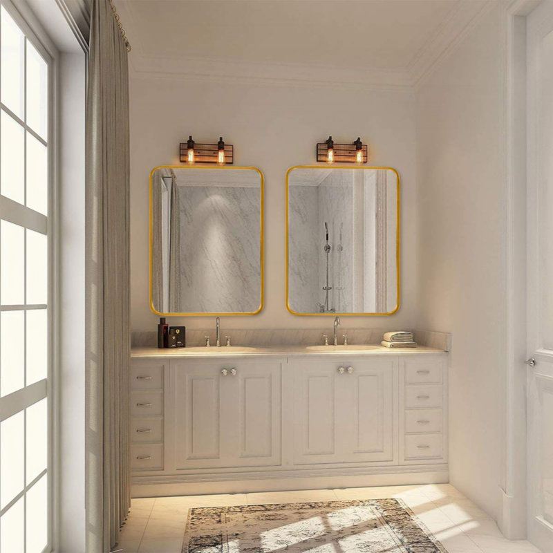 Miroir mural pour salle de bain, Doré, 30 po x 22 po