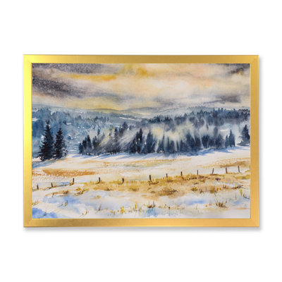 Paysage d'hiver avec des arbres enneigés - Peinture sur toile