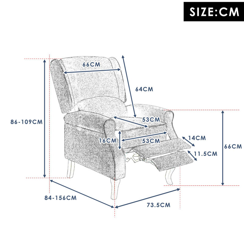 Mateo 74cm Wide Wing Chair Recliner with Massager, Brown