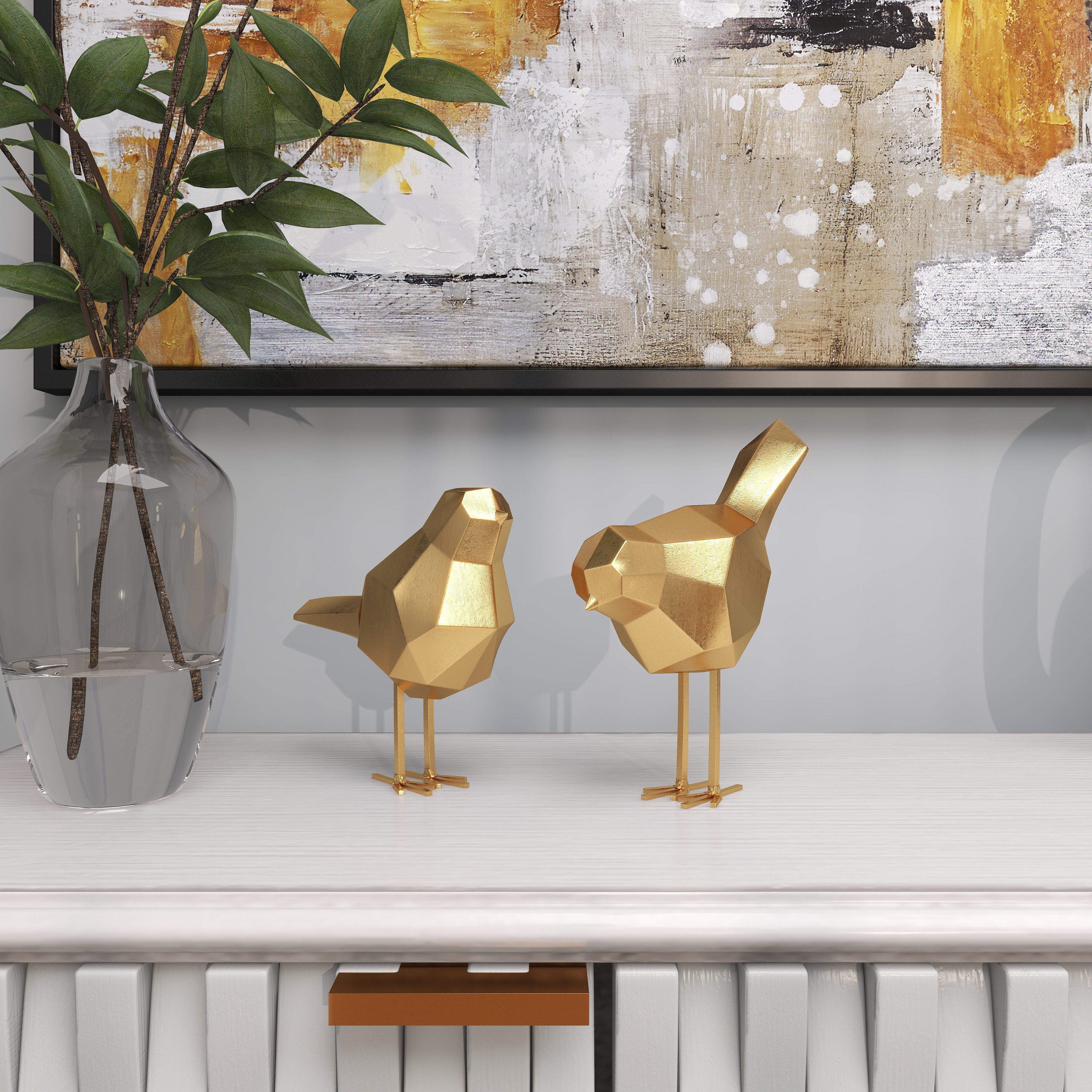 CosmoLiving by Cosmopolitan Polystone Bird Decorative Sculpture with Origami Accents & Reviews | Wayfair