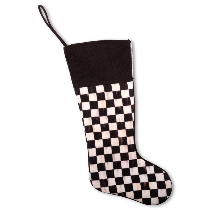 Cherry Check Stocking, White/Black