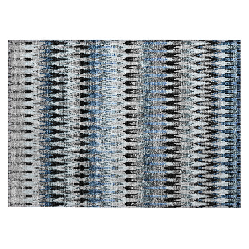 Washable Abstract Indoor / Outdoor Rug, Rectangle 1'8" x 2'6"