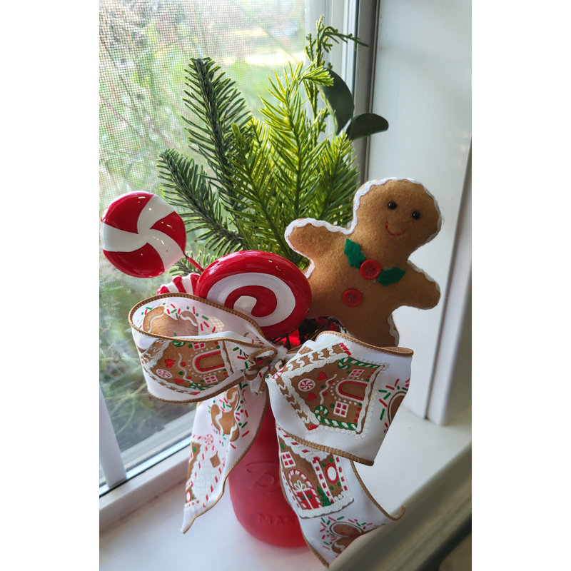 Gingerbread and Peppermint Mason Jar Centerpiece