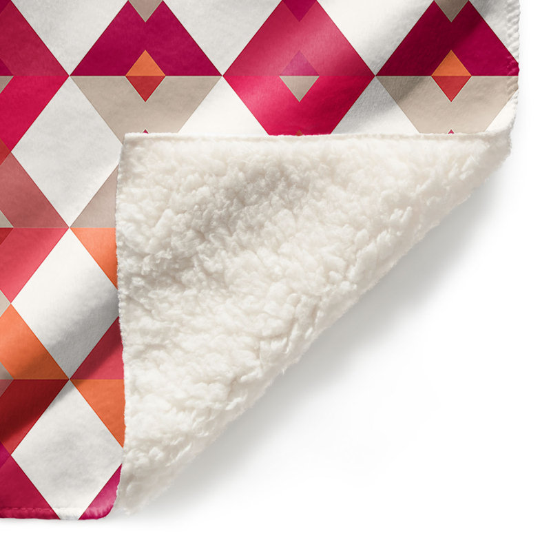 Couverture sherpa doux triangles rouge, l 51 po x L 60 po