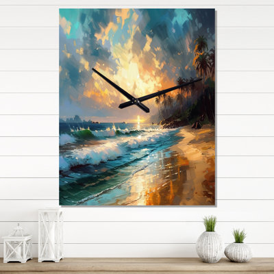 Green And Blue Coastal Escapes - Beach Wall Clock Oversized