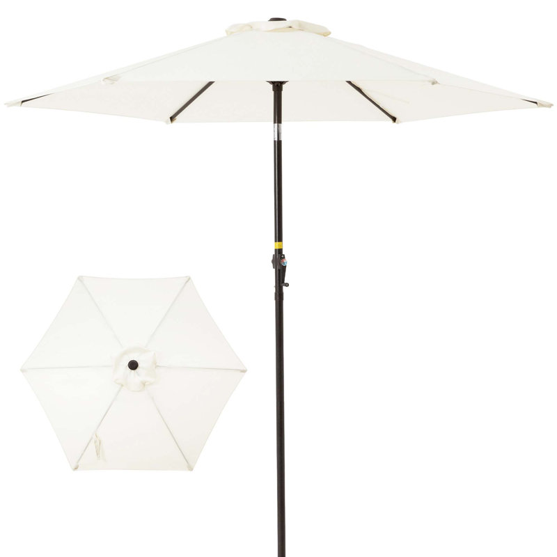 Parasol de table d'extérieur de 7,5 pi avec parasol de marche et manivelle - beige