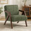 Chaise d'appoint Mid-Century moderne avec structure en bois et revêtement en lin doux-1516836360