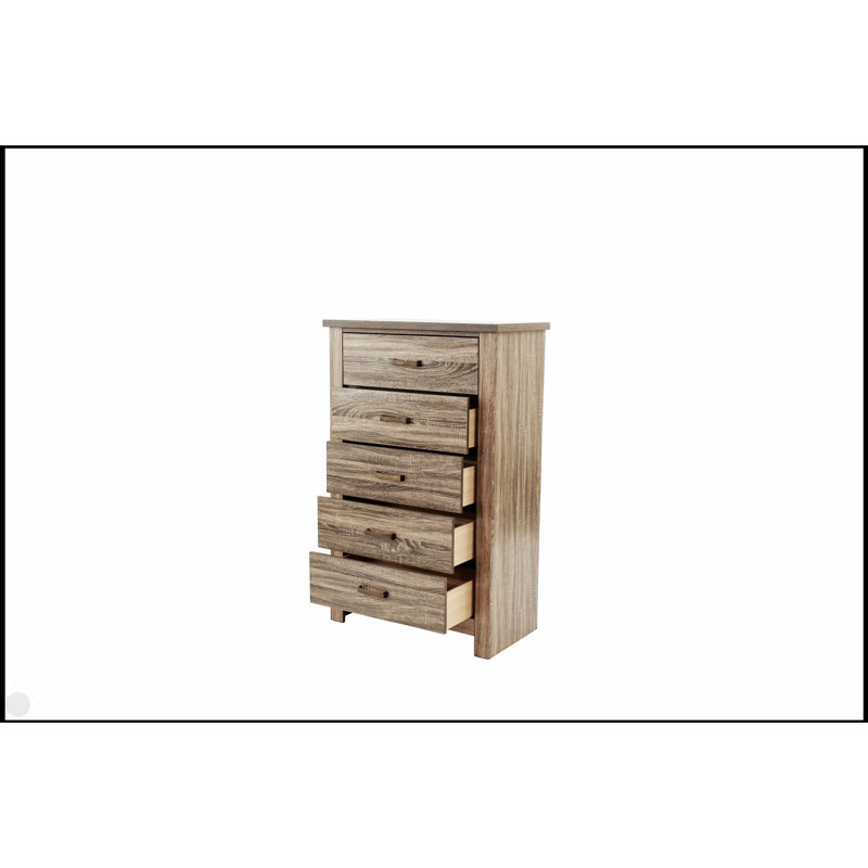 Commode à tiroirs en bois au fini naturel naturel avec beaucoup de rangement, chêne rustique gris ou brun, mobilier de chambre durable et élégant