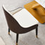 Chaise de salle à manger avec pieds en cuir PU blanc et métal brun (ensemble de 2)
