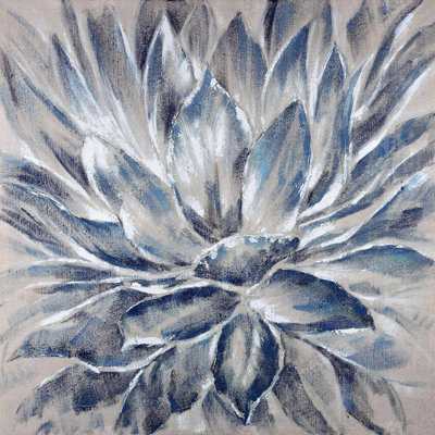Fleur bleue et grise - Toile florale pour décoration de bureau