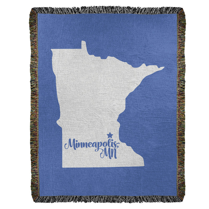 Jeté en coton tissé minneapolis minnesota, l 60 po x L 80 po, bleu