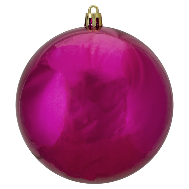 Ornement boule de Noël rose brillant incassable 4 po (100 mm)