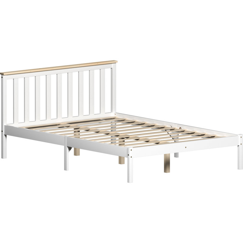 Frederique Solid Wood Bed, Double (4'6), White/Pine
